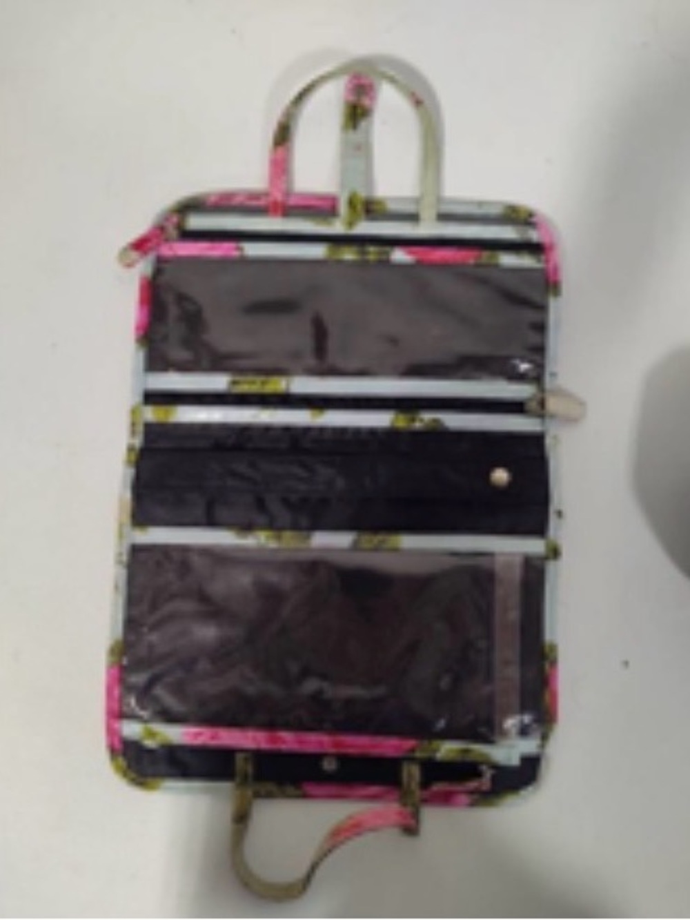 Rare Vintage Y2K Kate Spade Blue Pink Cabbage Rose Sam Toiletry Cosmetic Bag - Picture 9 of 9